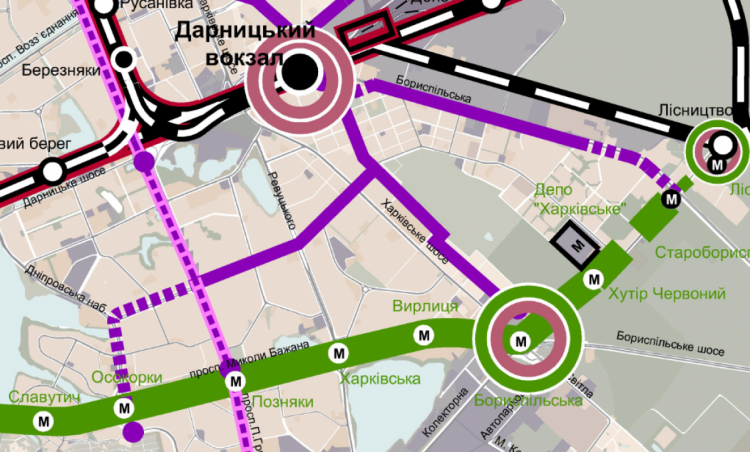 мають також продовжити трамвайні колії від проспекту Григоренка до станції метро Осокорки