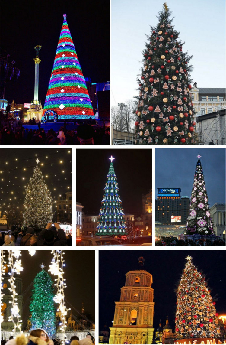 Главные елки Киева разных лет