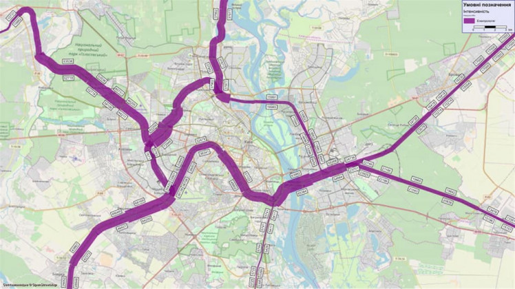 Карта проєктних маршрутів київських приміських електричок