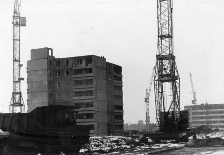 Будівництво однієї з перших 9-поверхівок Прип"яті