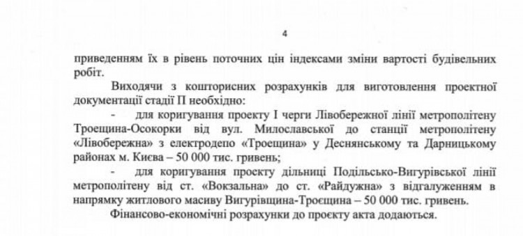 Документ про метро на Троєщину