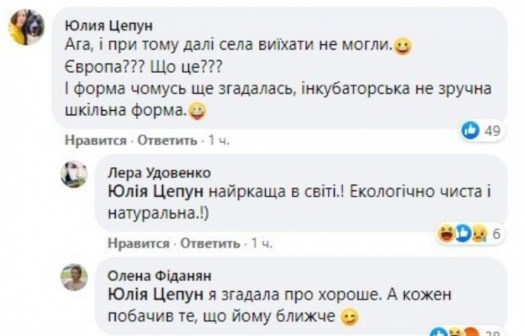 Коментар Фіданян під дописом