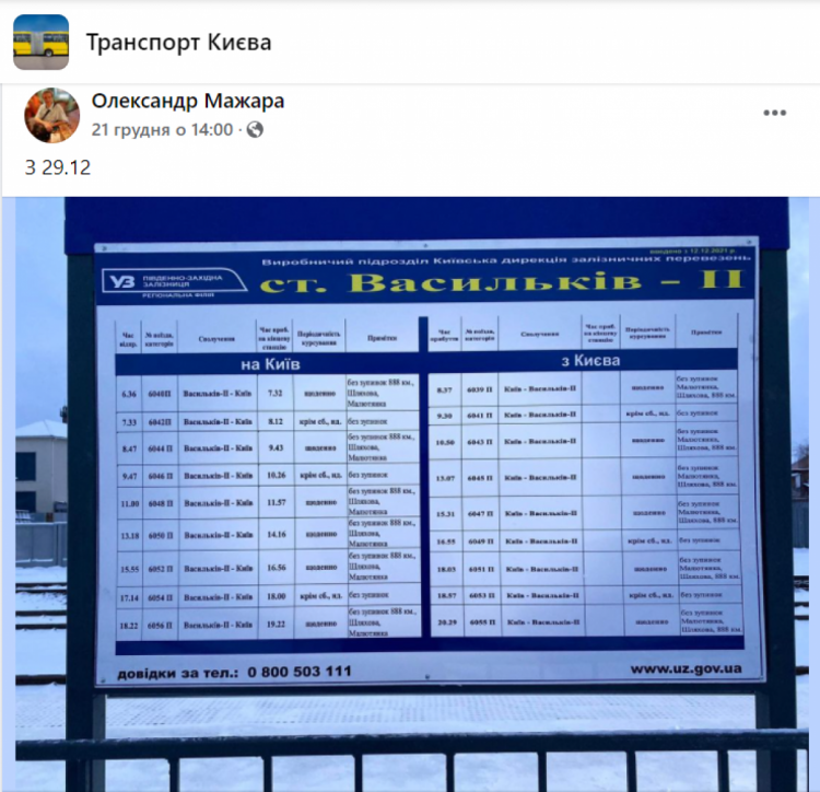 Розклад руху електрички